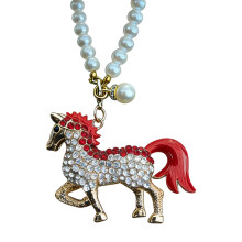 Vibrant Alloy Horse Shape Rearview Mirror Charm Sparkling-Red