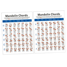 Mandolin Chord Chart Poster for Beginners, Octave Mandolin Chord Reference with Durable Plate Paper