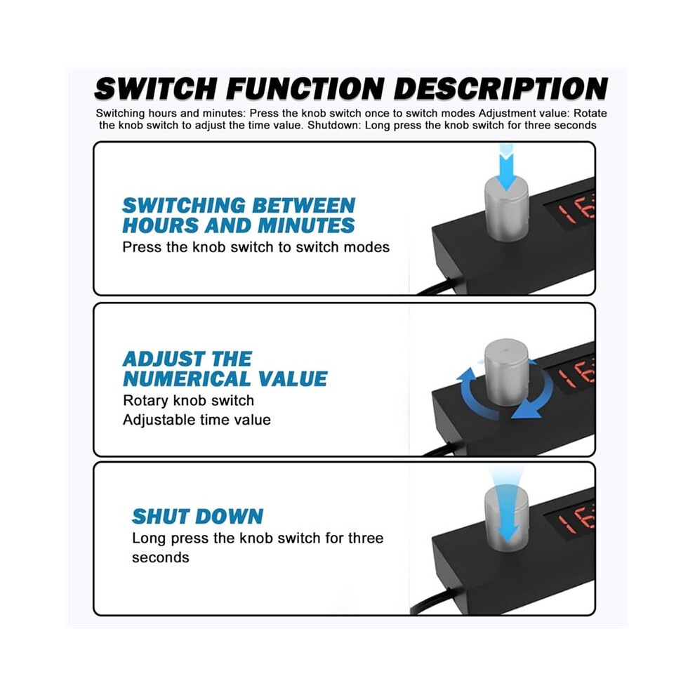 Pack Of 2 5V 2A Usb Timer Socket Cable: Usb Countdown Timer Cable, 24H Adjustable And Automatic Shut-Off Function 6033325099927
