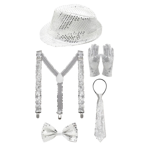 Sequins Dance Star Costume 80s 90s Stage Outfits Hat-Set 9