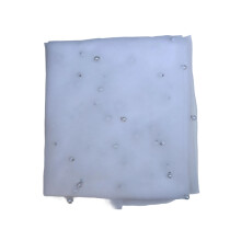 Sheer Tulle Table Runner With Pearls Detail For-White