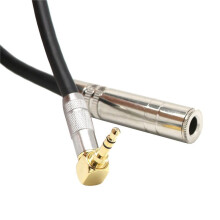 2X 6.35 Female Stereo to 3.5 Male Plug Jack Stereo Hifi Mic Audio Extension Cable Short 90 Degree Angled Audio