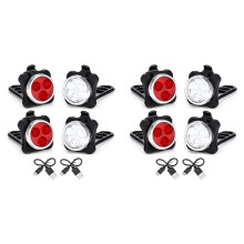 USB Rechargeable Bike Lights Set Light (White Light) &Tail Light (LED Red Light) for Road Bicycle Accessories,4 Set
