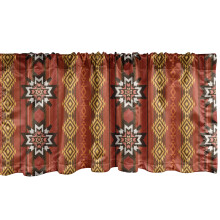 Orange fönsterkappa med traditionellt motiv 140x43 cm