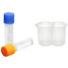 50Pcs 1.8Ml Plastic Graduated 0.063Oz Cryovial Test Tube Sample Pipe with Seal Cap & 2x Clear Plastic Measuring Cup