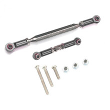 2 set Metal Adjustable Steering Linkage Servo Link Pull Rod Turnbuckle for Mn D90 D99 Mn-90 -45 1/12 - Gray & Black