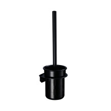 Black Toilet Brush Set with Stainless Steel Holder, Concealed Storage and Modern Black Finish