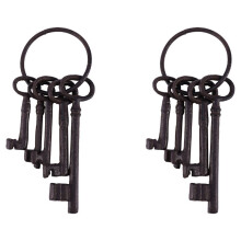 Set di Chiavi per Cassa del  Pirata, Portachiavi Stile Antico, Decorazione per Parete con Scheletro Nel Ghisa Rustica, Costume Prop (10 Chiavi)