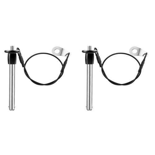 2X Stainless Steel Quick Release Pin 8mm Diameter  Locking Pin with Push Button Lanyard Cable Usable Length 50mm