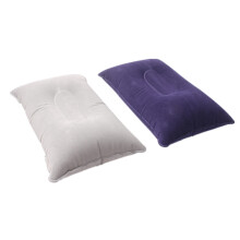 2 Pcs Outdoor Portable Folding Air Inflatable Pillow Double Sided Flocking Cushion Light Grey & Dark