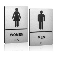 Signalétique des Toilettes, Panneaux de Toilettes Hommes et Femmes pour Entreprises, Panneau de Porte de Toilettes et de Salle de Bain en Braille en