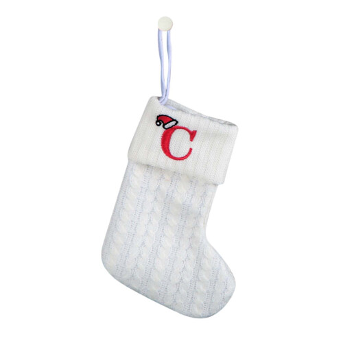 Knit Christmas Stocking with Initial, 18cm x 15cm