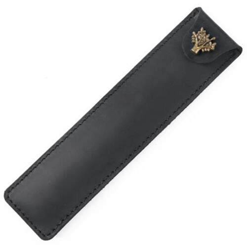 2 Pcs Genuine Leather Pen Pouch Holder Case with Snap Button for Rollerball, Black & Brown 2