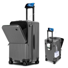 28 Inch Hard Shell Spinner Suitcase with Wheels, TSA Lock, USB Charging Ports, Front Open Access, Cup Holder