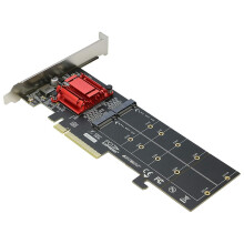 Adattatore Dual NVMe PCIe, SSD M.2 NVMe un PCI-E 3.1 X8/X16 Supporto Scheda M.2 (Chiave M) NVMe SSD 22110/2280/2260/2242
