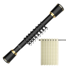 Black Adjustable Shower Curtain Rod 140260cm, NoDrill Metal Tension Pole for Bathroom Easy Setup
