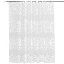 Clear Shower Curtain with Flower Pattern, Waterproof Liner with Rustproof Metal Buttonholes, W150xH180cm