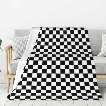 Black White Checkerboard Sherpa Blanket 60x50 Soft Flannel Fleece Throw for Bed Couch Travel