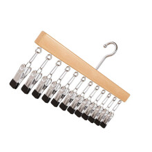 Home Storage Solution with 12 Clip Hanger Wood Rack For-A 1