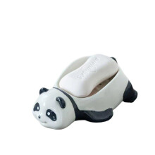 Cute Panda Ceramic Soap Dish, Self Draining Soap Holder for Bathroom Sink, Shower and Countertop