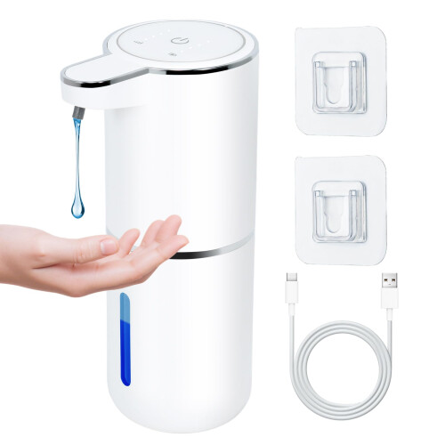 Automatic Soap Dispenser Touchless with Smart Sensor, USB Rechargeable, 4Level Control, 380ml for Kitchen and Bathroom