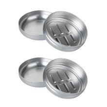 2Pcs Aluminum Soap Dish with Drain Tray Keeps Soap Dry Durable Metal Travel Box for Bathroom Kitchen