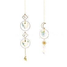 Sonnenfänger-Geschenke für Zuhause, herzförmige Kristallprismen mit K9-optischem Glasprisma, Sonne-Mond-Stern-Design, das einen Regenbogeneffekt