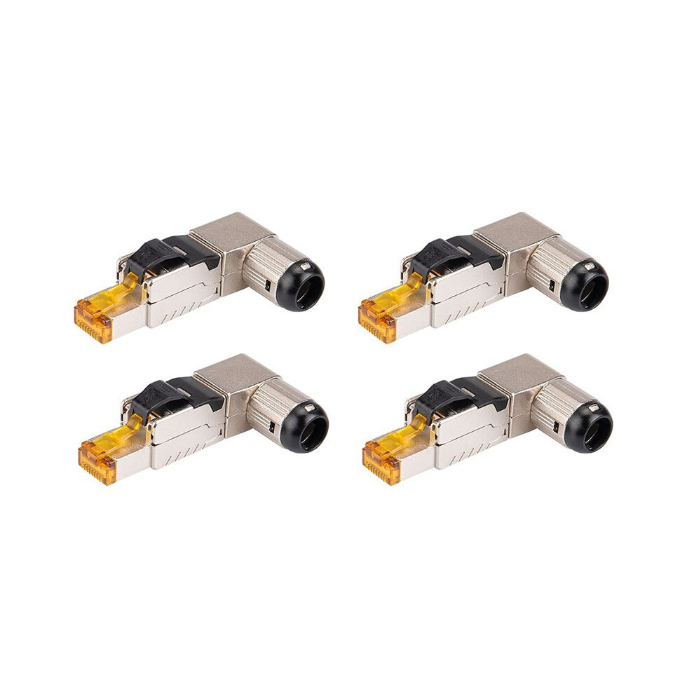 4Pcs Rj45 Full Shielded Zinc-Alloy Field Plug 90 Degree Angled Cat8 Stp Field Termination Connector Toolless Type 4713347664281