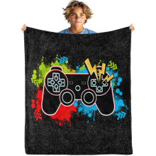 Gaming Blanket 50x40 Inches Multicolor Video Game Themed Throw for Kids Bedroom Couch and Bed