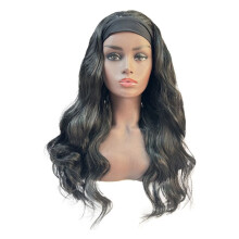 WIND FLYING 22 Pouces Perruque de Bande de Cheveux de Glace Perruque Noire Femmes Cheveux Longs BoucléS Ensemble de TêTe ComplèTe Perruque de Fibre