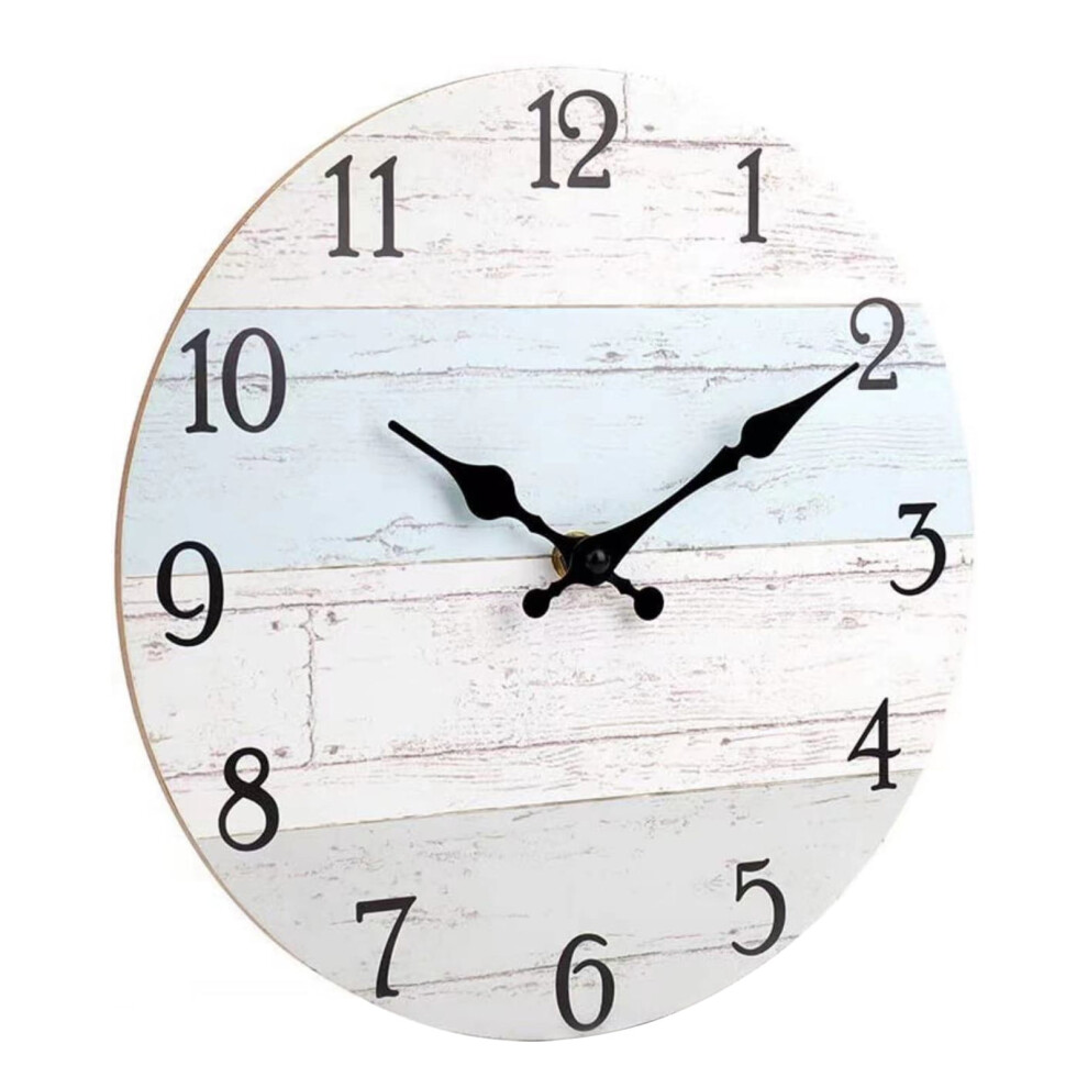 Rustic Wooden Wall Clock 25 cm Battery Operated Silent