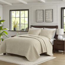 Queen Quilt Set 3 Piece Soft Velvet Touch Bedding with Coordinated Pillow Shams Plush Comfort