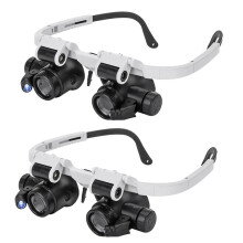 2pcs Magnifying Glass with 2Led Light 8X/15X/23X Telescopic Magnifier Loupes Glasses for Electronic Welding Watch