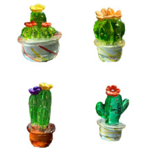 4 Pezzi di Ornamenti Interni per Auto, Figurine di Cactus Artistici, Decorazioni per la Casa, Ornamenti di Cactus per Piante In Miniatura Artigianali