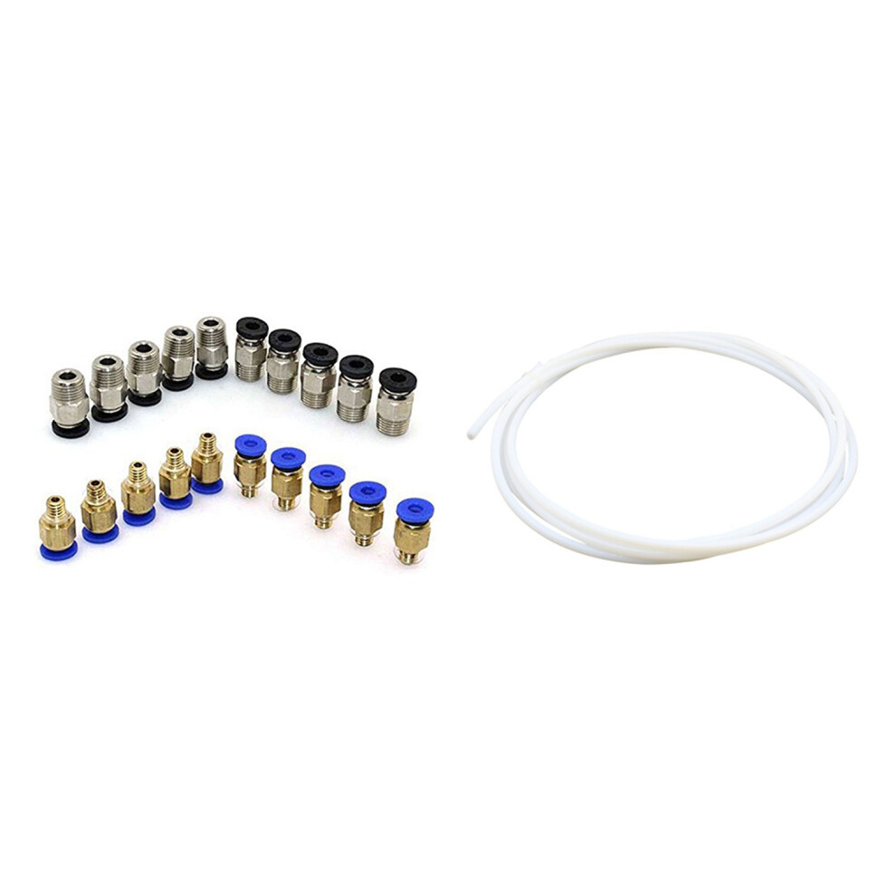 2 Meters Ptfe Ptfe Bowden Tube With Pc4-M10 Straight Pneumatic Fitting Push To Connect + Pc4-M6 Quick In Fitting 6033967240572