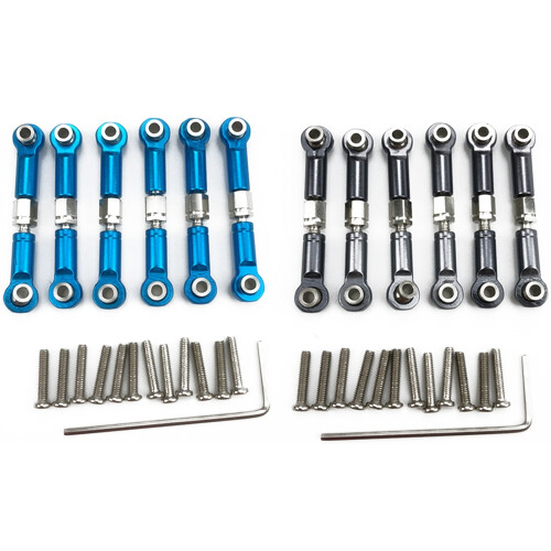 12Pcs Adjustable Metal Linkage Pull Rod Front /Rear Servo Link for ,6Pcs Grey & 6Pcs 1