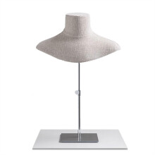 Linen Covered Jewelry Display Stand Silver Necklace Holder with Stable Metal Base for Retail and Home