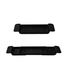 Adjustable Bathtub Tray Black with Retractable Design, Non Slip Base and Multi Function Storage Shelf
