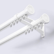Double Shower Curtain Rod 1.6m White Rustproof Heavy Duty Wall or Ceiling Mount Silent Sliding Track
