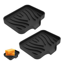 Silicone Soap Dish with Drainage Spout, Self Draining Holder for Bathroom and Kitchen Sink, Waterproof 2pcs Set