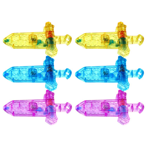 Packung mit 6 LED-Leuchtschwertern, Wasserpistolen, Spielzeug