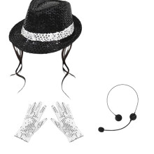 1/4/5/7Pcs Dance Star Costume Wig Cap Suspenders Bowtie-Set A