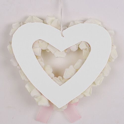White Heart Rose Wreath Artificial Floral Decoration 1