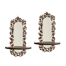 Unique Acrylic Mirror Leopard Print Wood Planter Shelf-2 pack