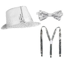 Sequins Dance Star Costume 80s 90s Stage Outfit Hat-Set 4