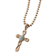 Irregular Gemstones Crucifix Pendant Necklace-Blue gray
