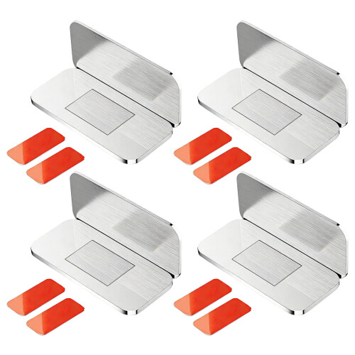 Concealed Mounting Cabinet Door Magnetic Stoppers-Silver 4pcs