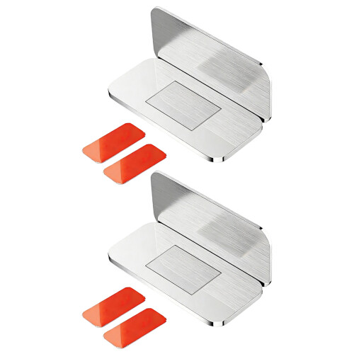 Concealed Mounting Cabinet Door Magnetic Stoppers-Silver 2pcs