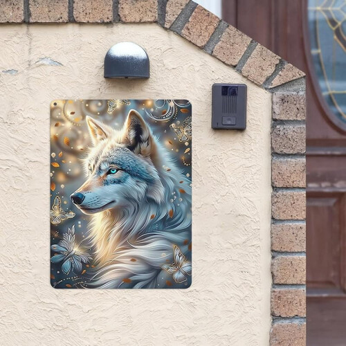 Vit Varg Vintage Metallskylt 30x20 cm 1