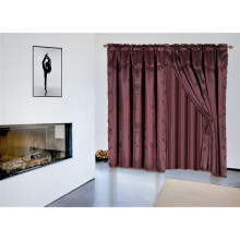 Nada burgundy floral rod pocket curtain panel set 84 inch